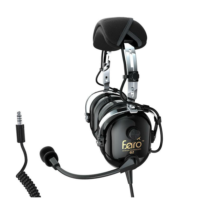 Black Aviation Pilot Headset MP3 Input Faro G2 Passive Noise Reduction PNR