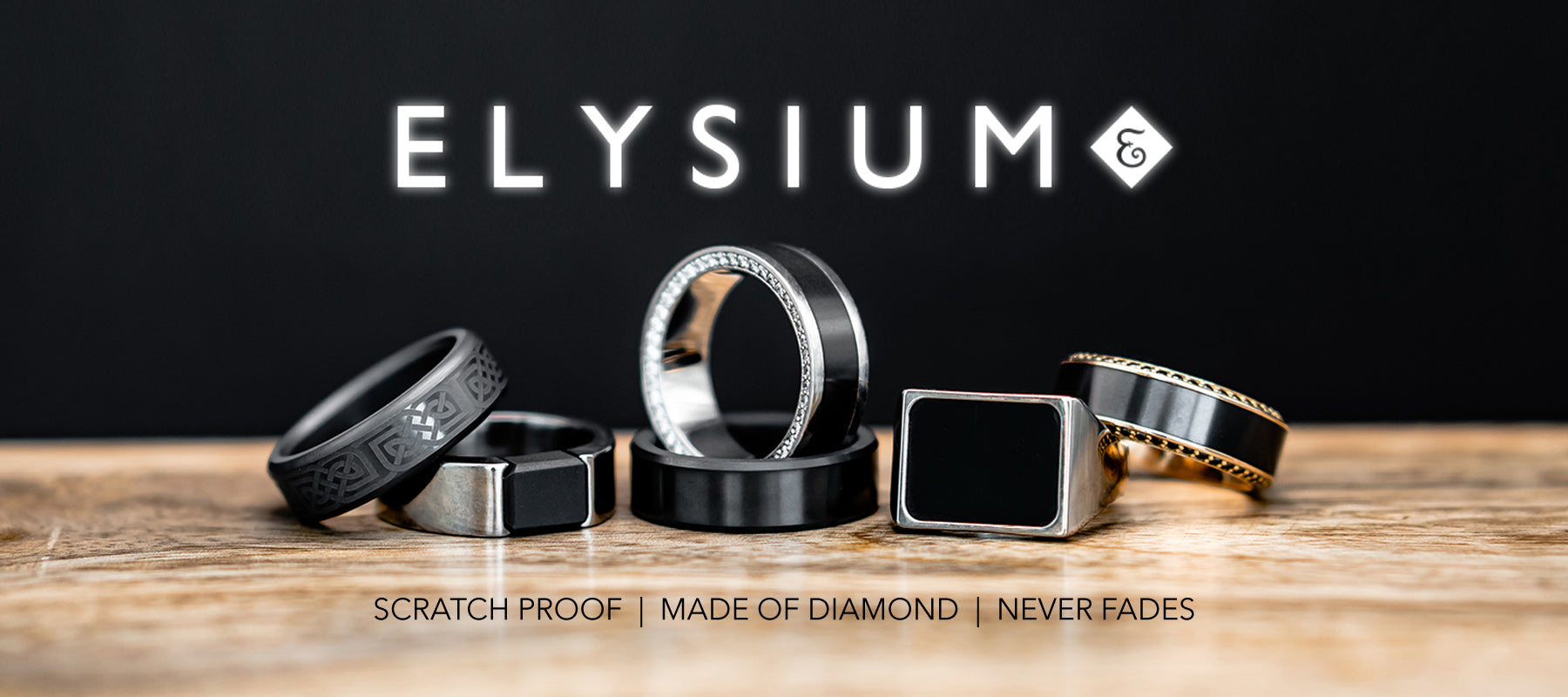 Elysium Black Diamond and Titanium Tension Ring or Wedding Band