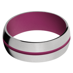 Titanium Men's Wedding Band with Magenta Cerakote