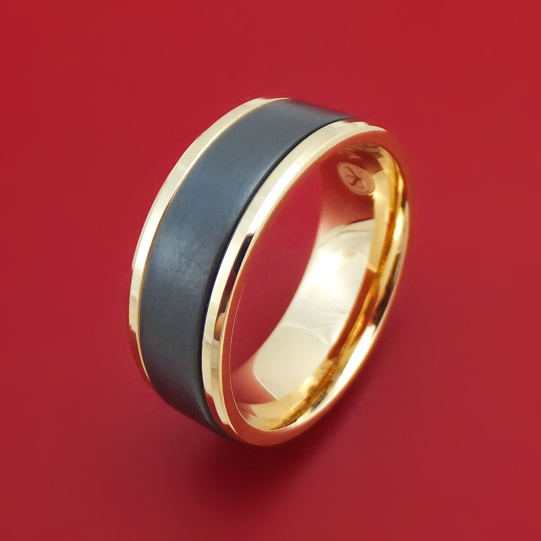 14K Yellow Gold and Black Titanium Ring – Stonebrook Jewelry