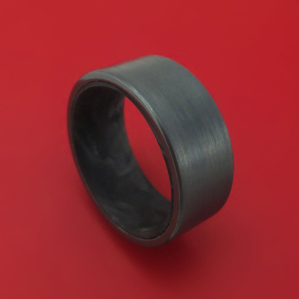 Black Zirconium Ring with Forged Carbon Fiber Sleeve Custom Made