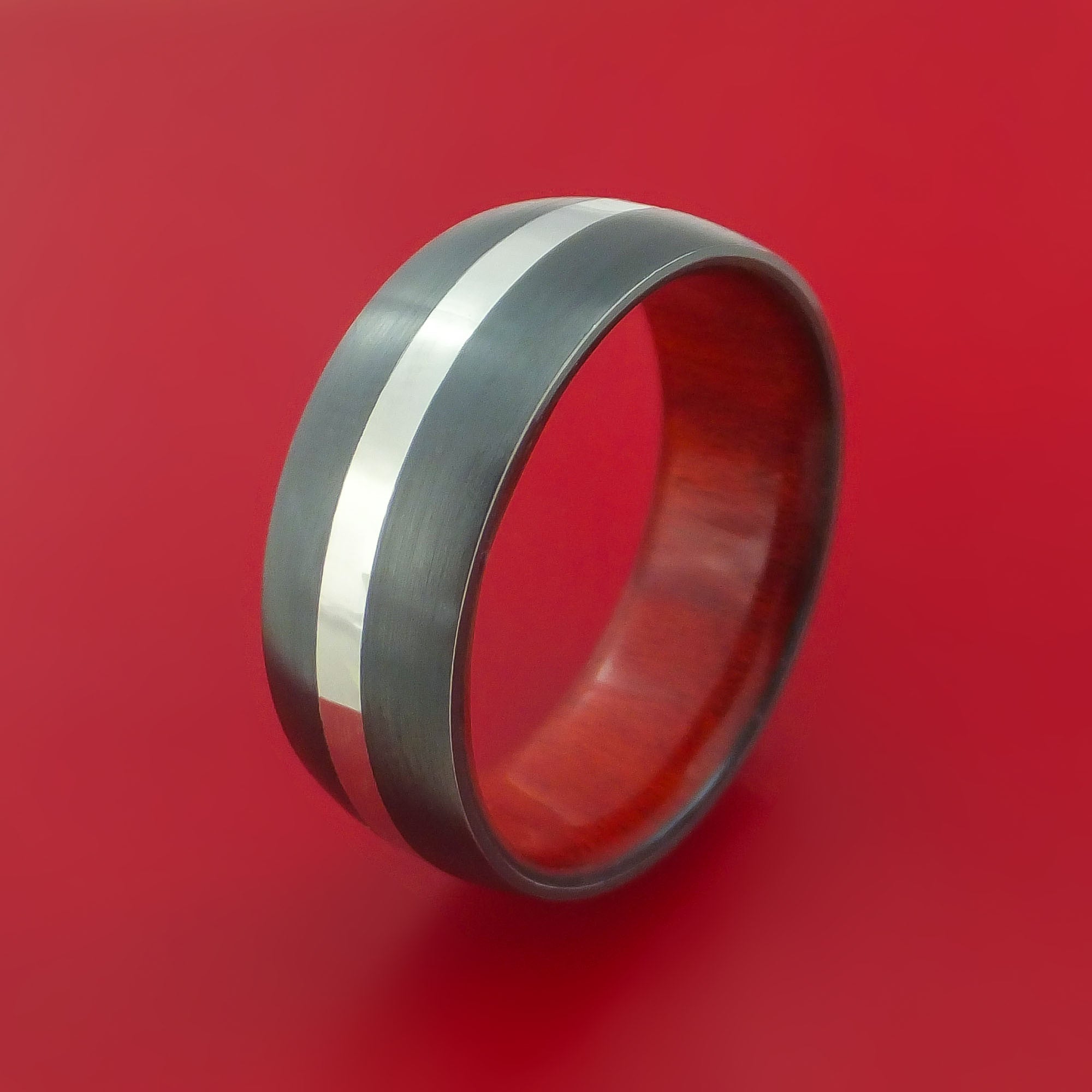 Black Zirconium Ring with Platinum Inlay and Interior