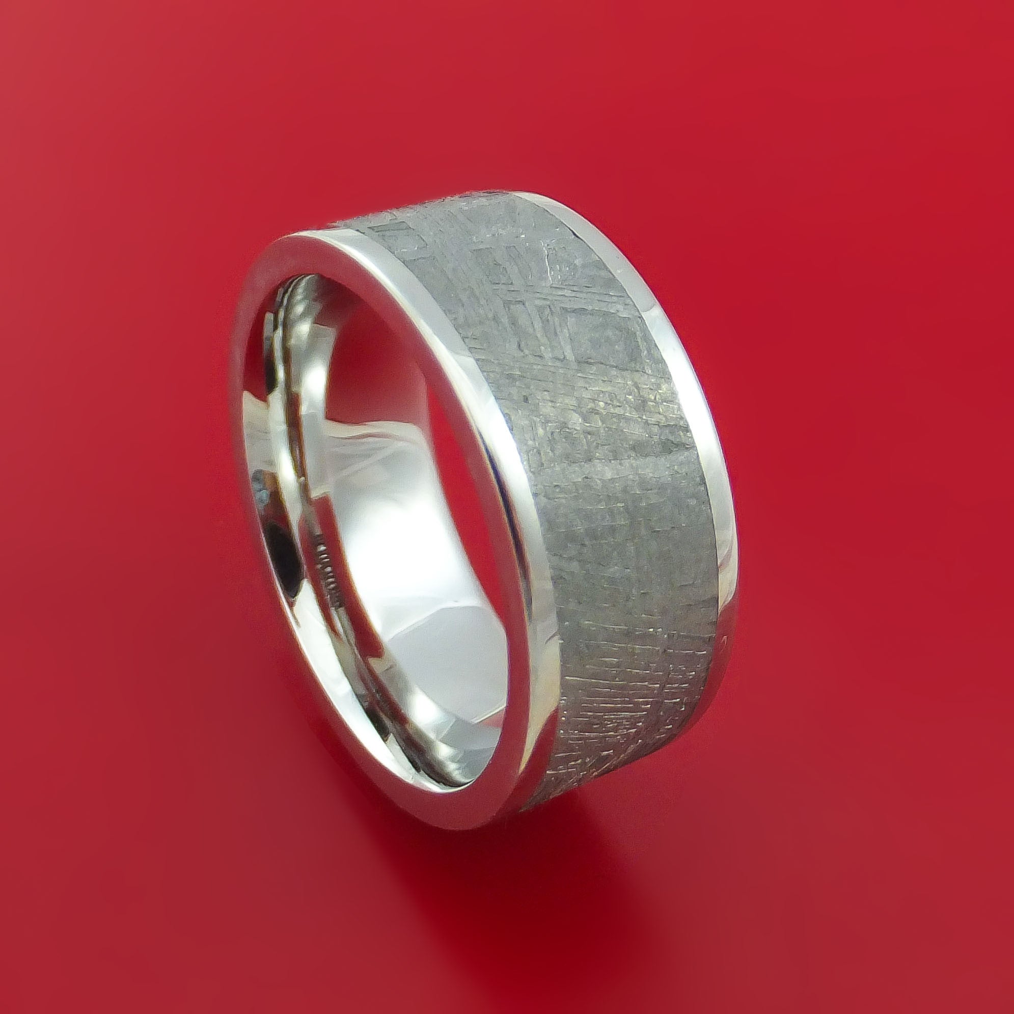 Cobalt Chrome Ring with Gibeon Meteorite Inlay Custom Made