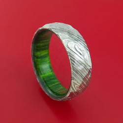 Kuro Damascus Steel Rock Hammer Ring with Jade Wood Sleeve Custom Made