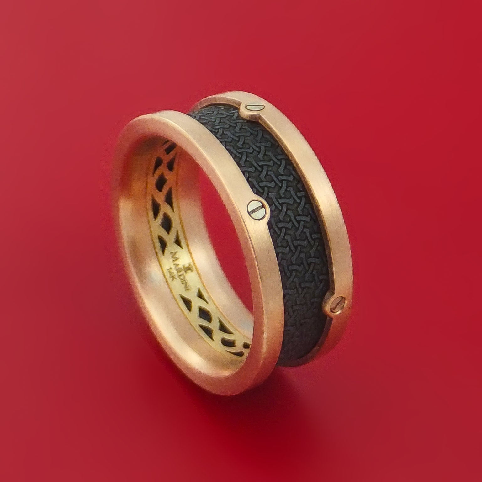 14K Rose and Yellow Gold with Carbon Fiber Custom Made Band ...