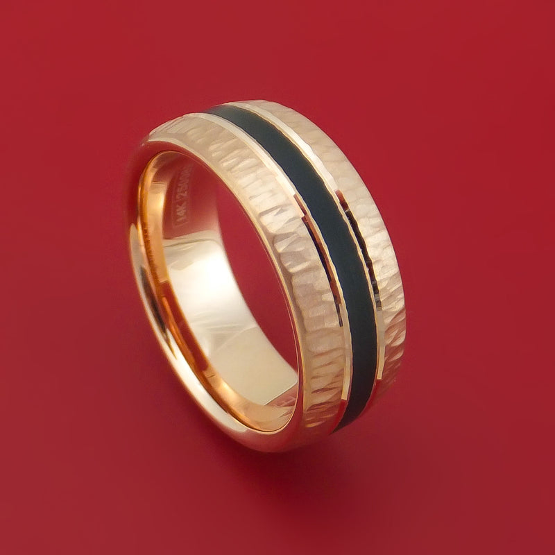 Titanium Ring with 14k Rose Gold Inlay Custom Made Men's Wedding Band ...