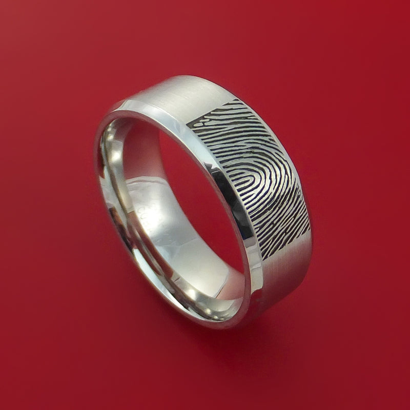 Cobalt Chrome Personalized Fingerprint Ring Wedding Band Custom Made ...