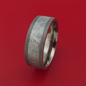 Titanium Ring with Gibeon Meteorite Inlay Custom Made Men's Wedding ...