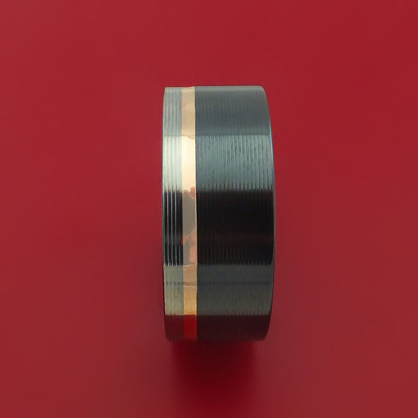 Black Zirconium Ring with 14k Rose Gold Inlay Custom Made Band ...