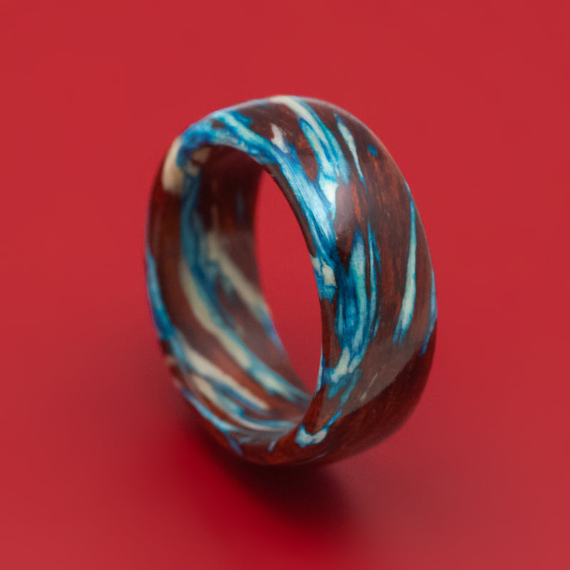 Marbled Wood with Maple, Bloodwood and Blue Maple Custom Made Ring