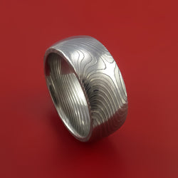 Damascus Steel Band Flat Twist Pattern Ring