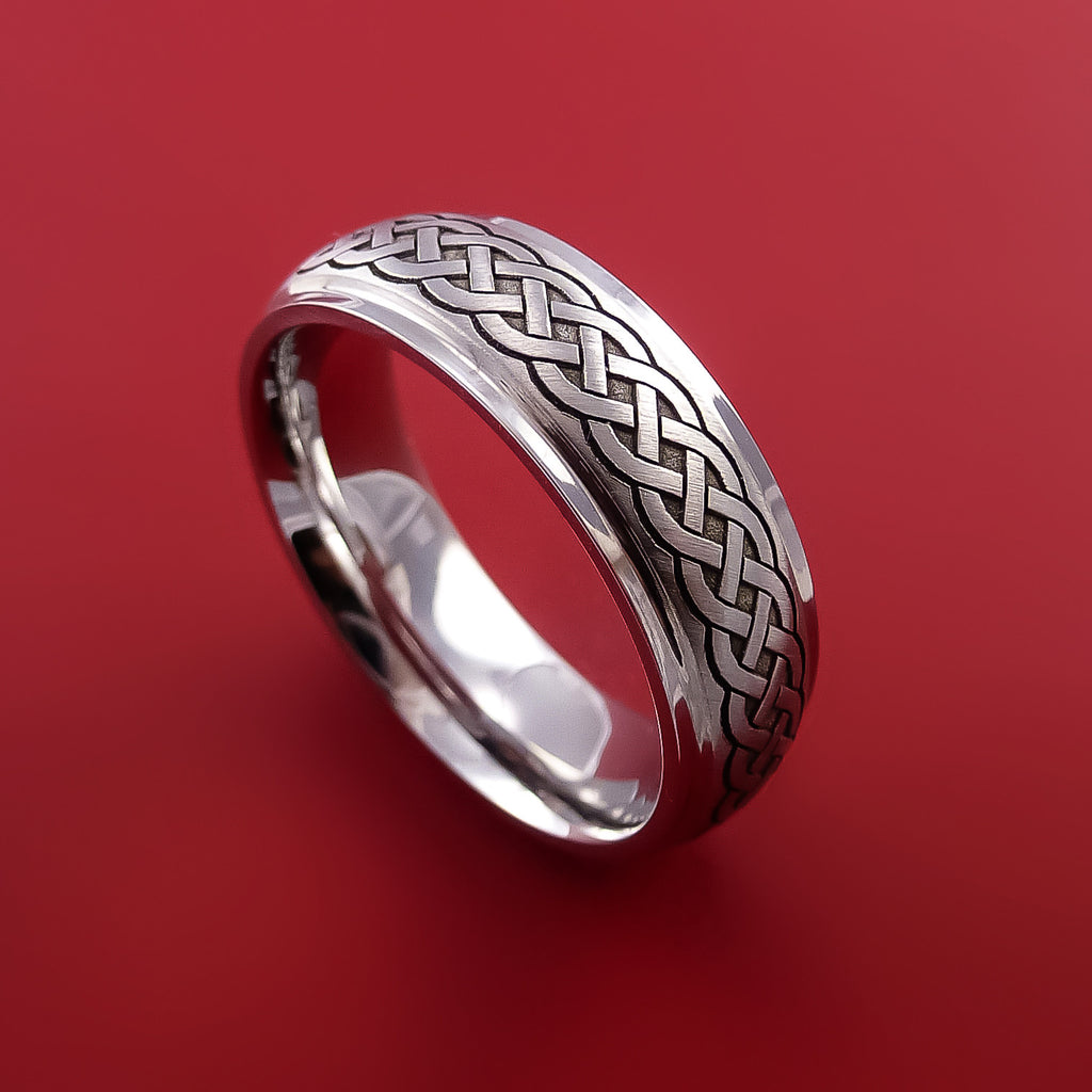 Cobalt Chrome Celtic Band Irish Knot Ring Carved Pattern Design ...