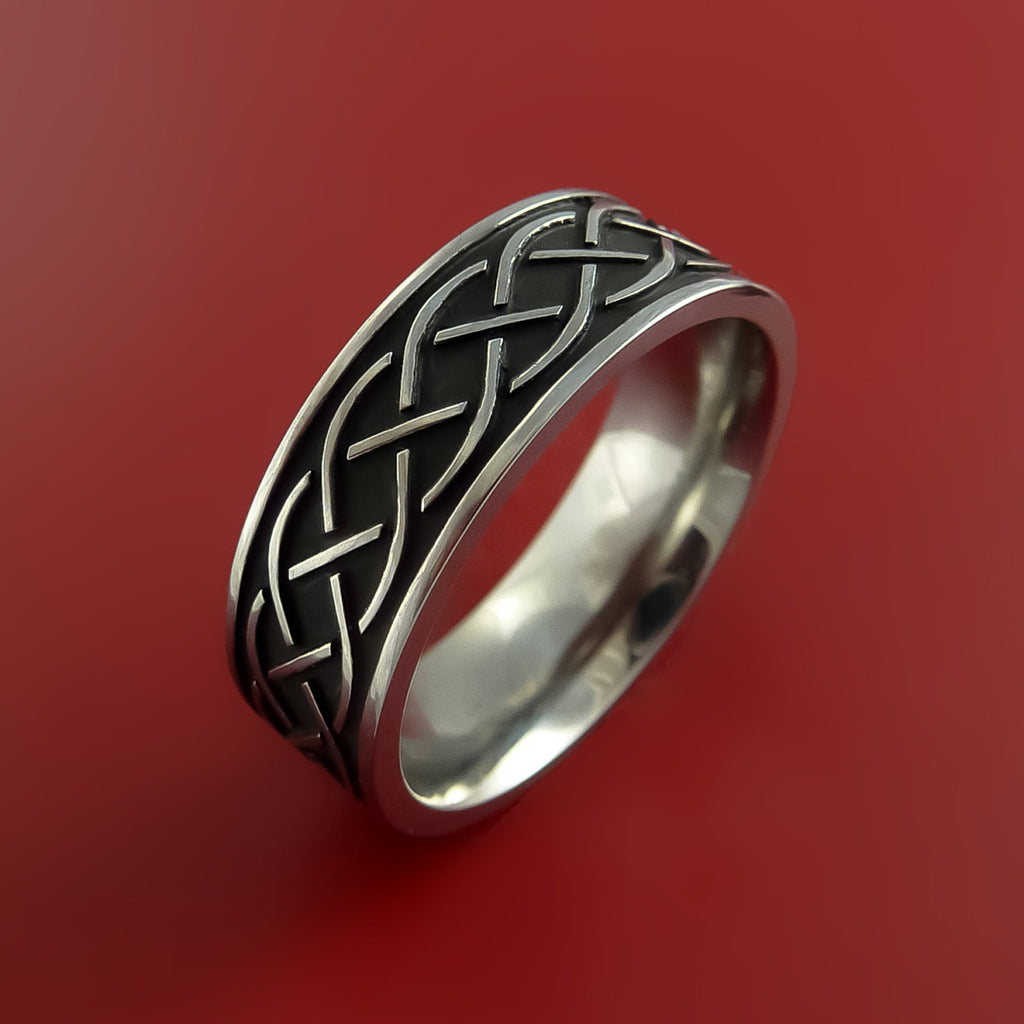 Titanium Celtic Irish Claddagh Ring Hands Clasping a Heart Band Carved ...