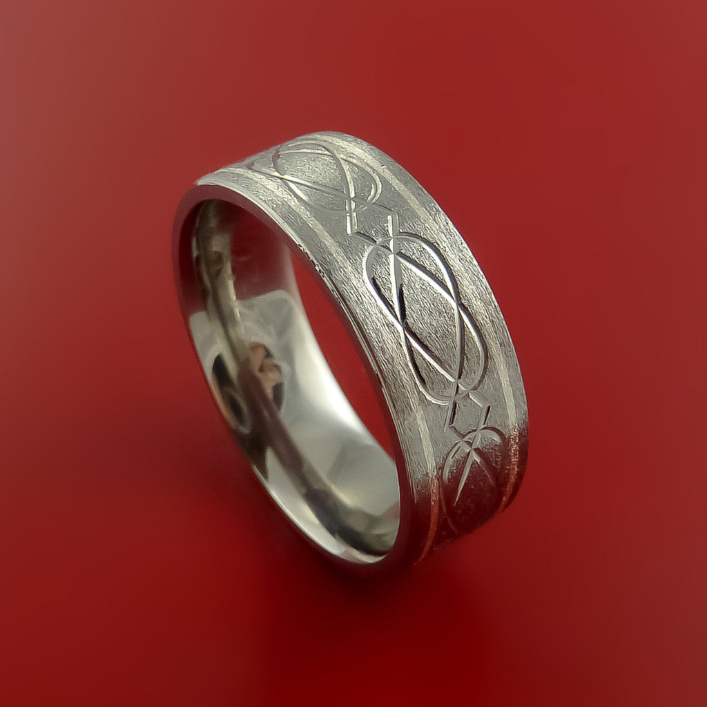 Celtic Titanium 14K White Gold Inlay Band Wedding Ring Custom Made to ...