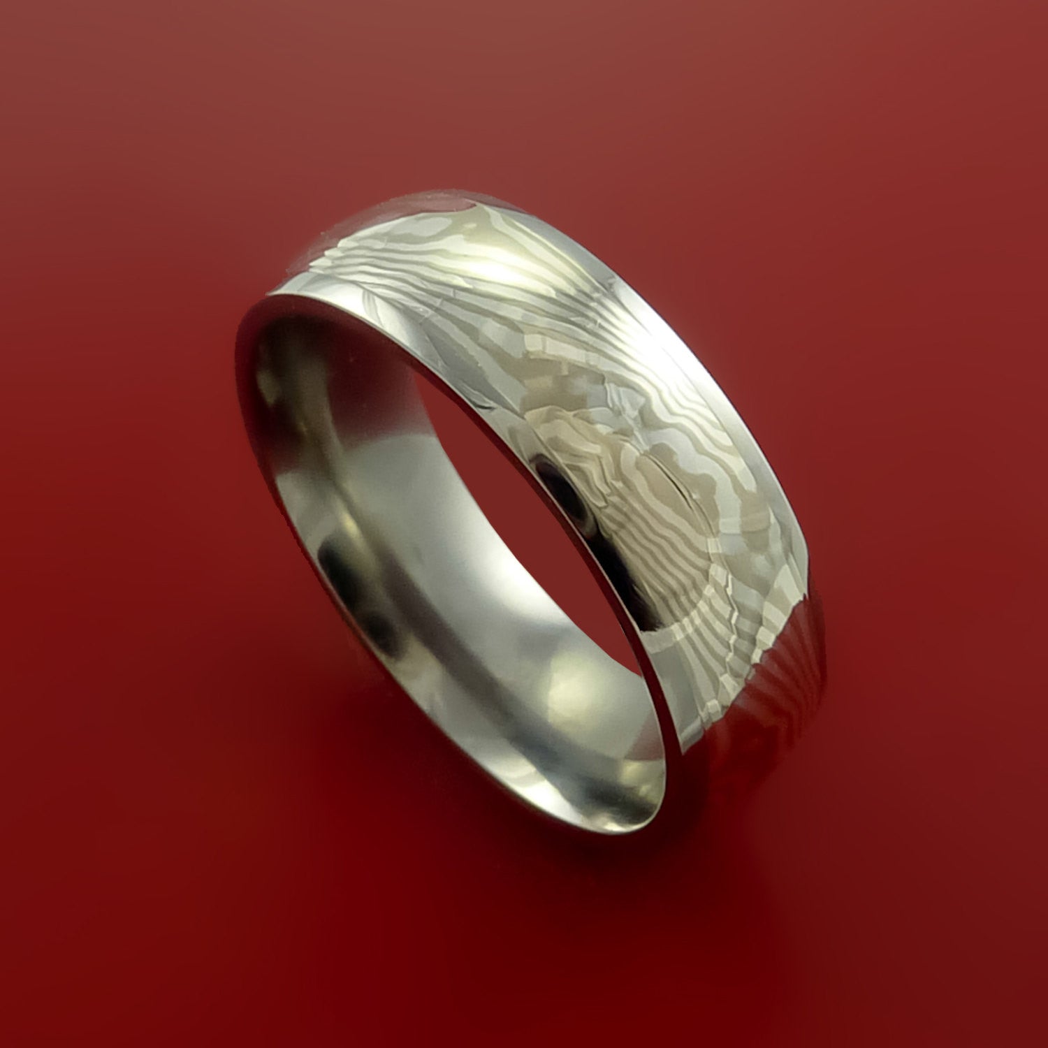 Titanium Ring with Palladium and Sterling Silver Mokume