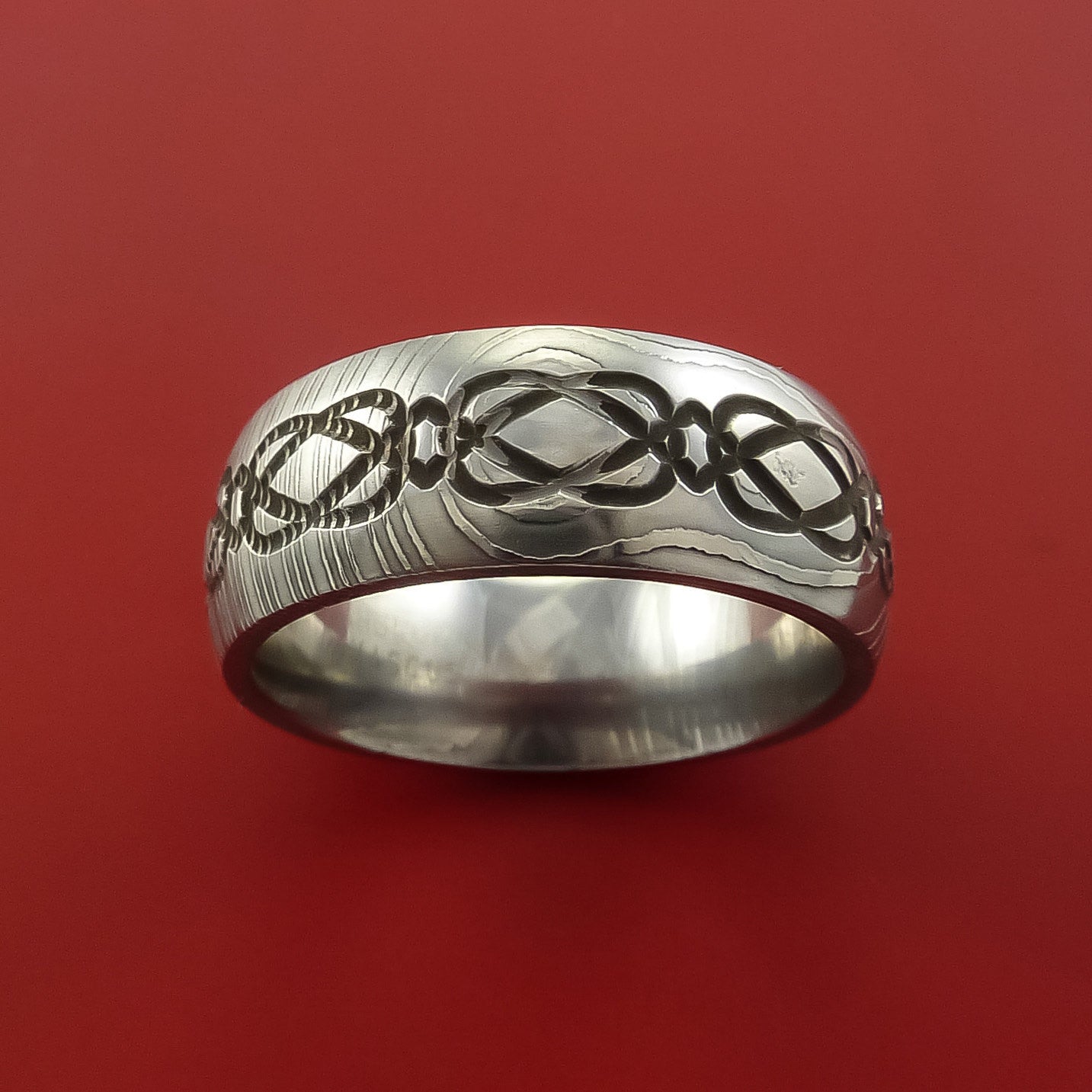 Damascus Steel Celtic Knot Ring Infinity Design Wedding Band ...