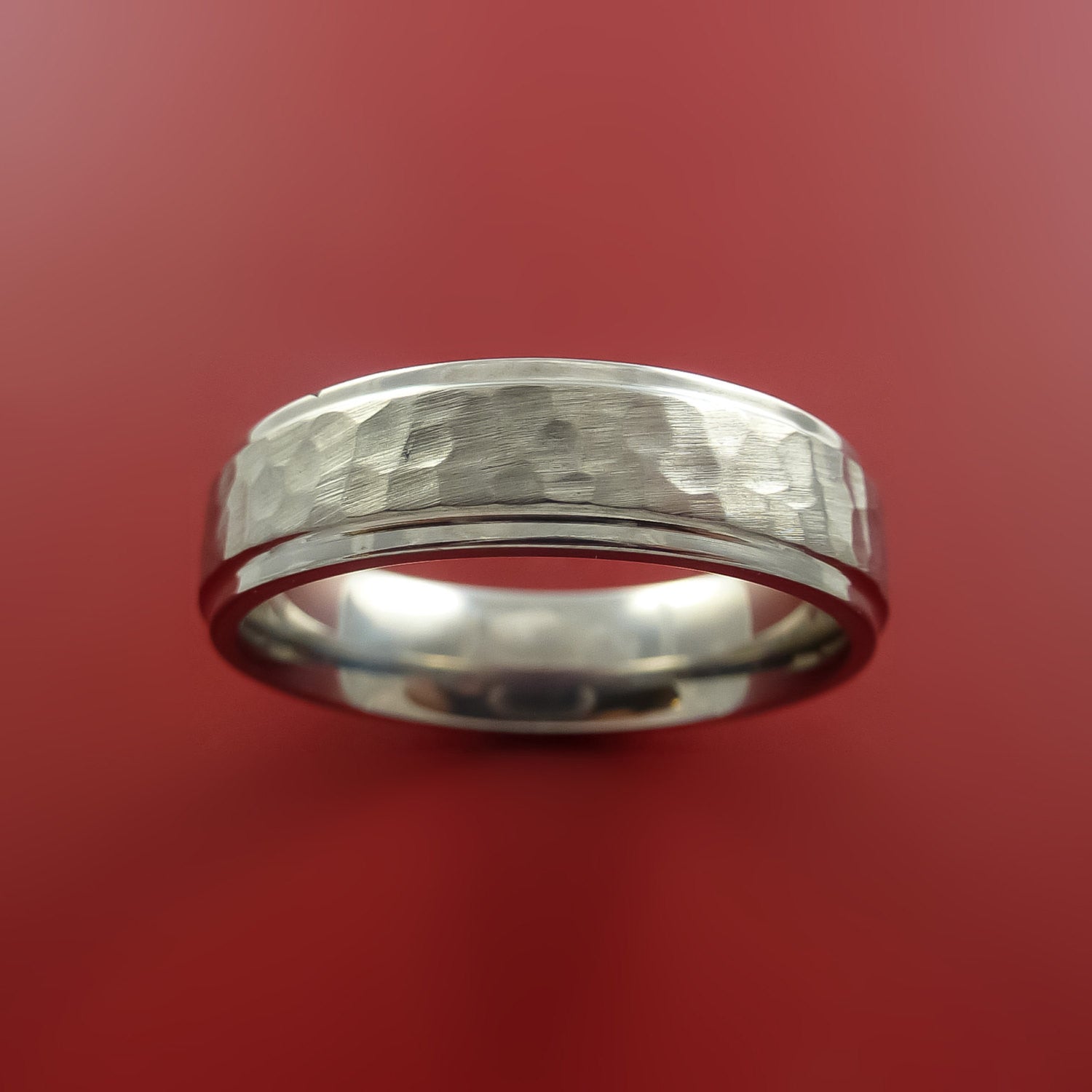 Hammered Titanium Ring Custom Made Men's Wedding Band