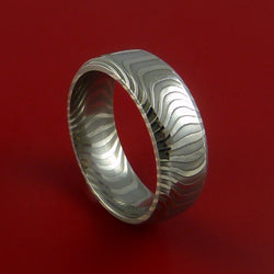 Damascus Steel Ring Stripe Pattern Wedding Band Tiger Look