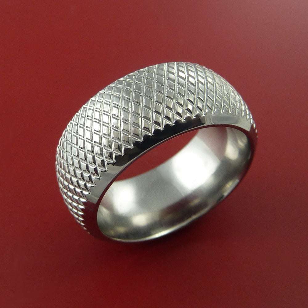 Wide Cobalt Chrome Ring with Textured Knurl Pattern Inlay Custom Made ...
