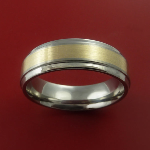 Titanium Ring with 14k Yellow Gold Inlay Custom Made Men's Wedding Band ...