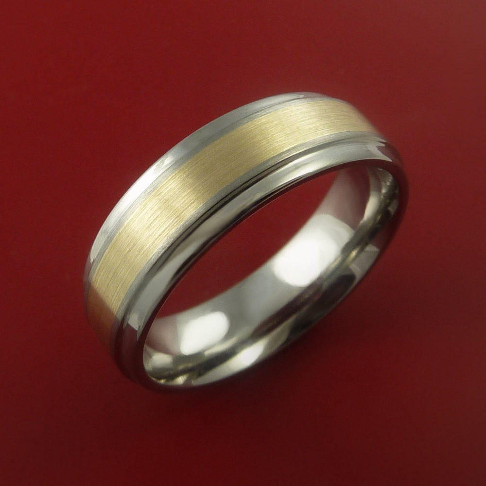 Titanium Ring with 14k Yellow Gold Inlay Custom Made Men's
