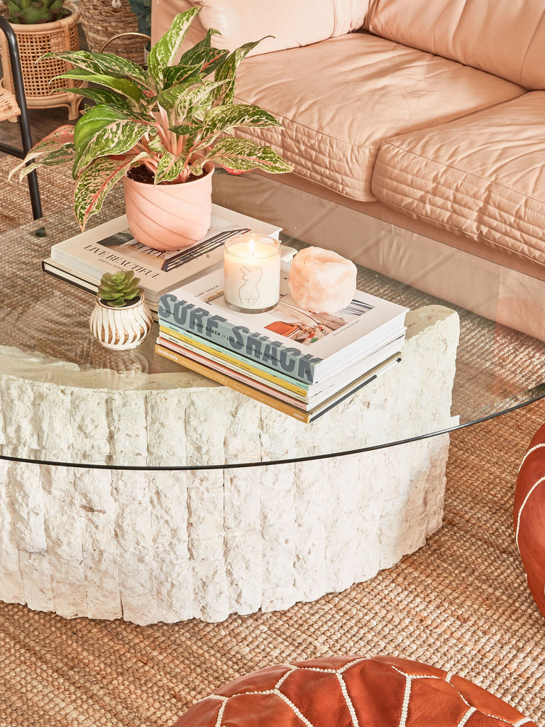 Coffee table styling from Motel Makeover / The June Motel