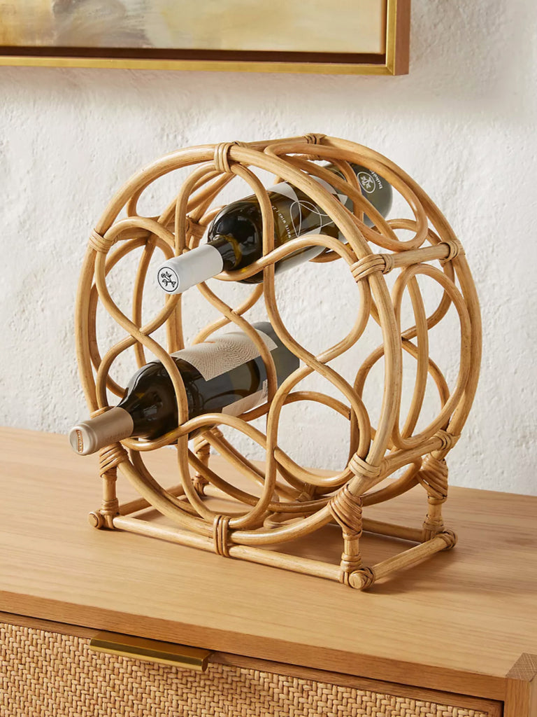 Rattan wine rack