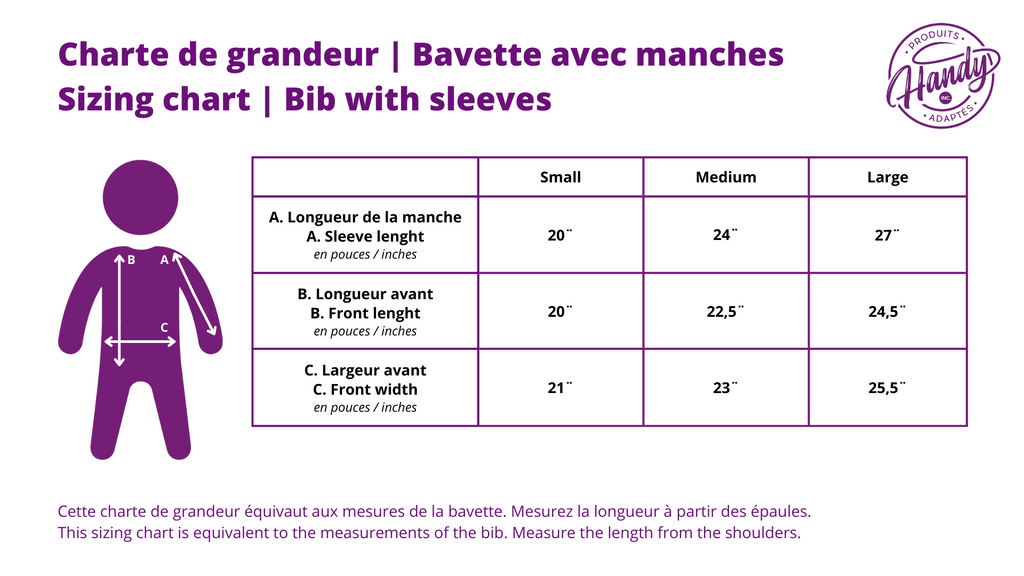 Bavette imperméable avec manches | Produits Adaptés Handy