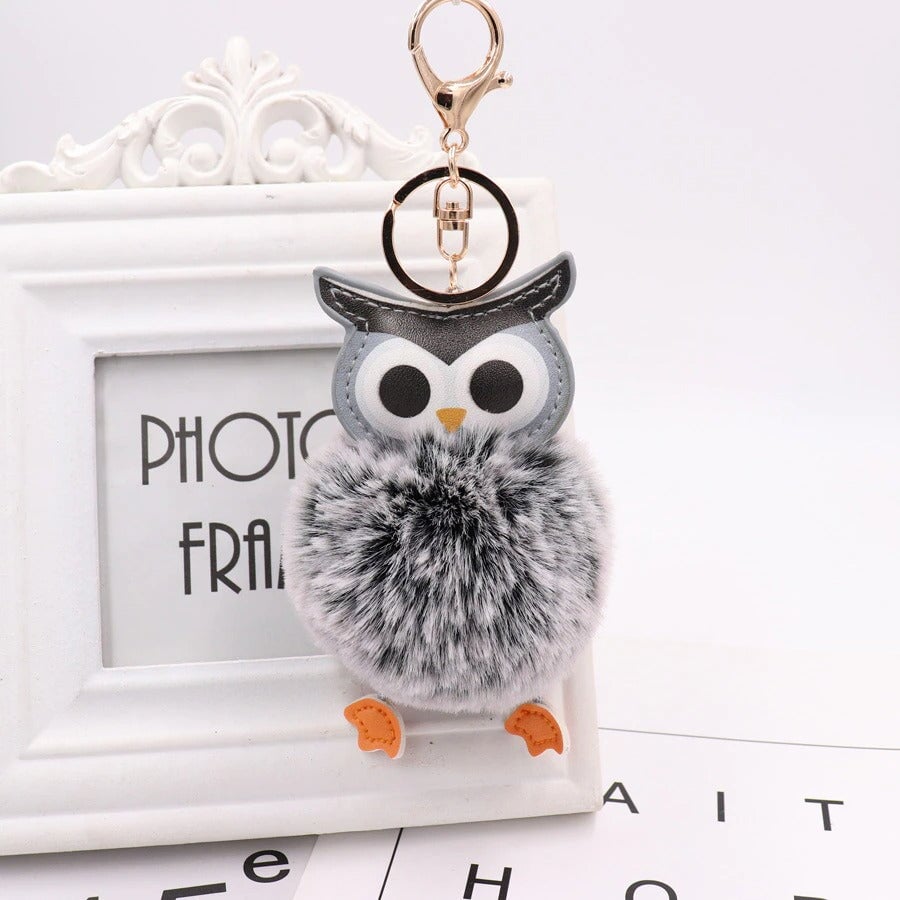 2 pièces Hibou Porte-Clés Fausse Fourrure Puffball Dessin Animé Animal Sac  à Main Sac à Main Porte-Bijoux Porte-Clés Sac à Dos Pendentif pour Noël  Femmes Fille Cadeau-SHAW