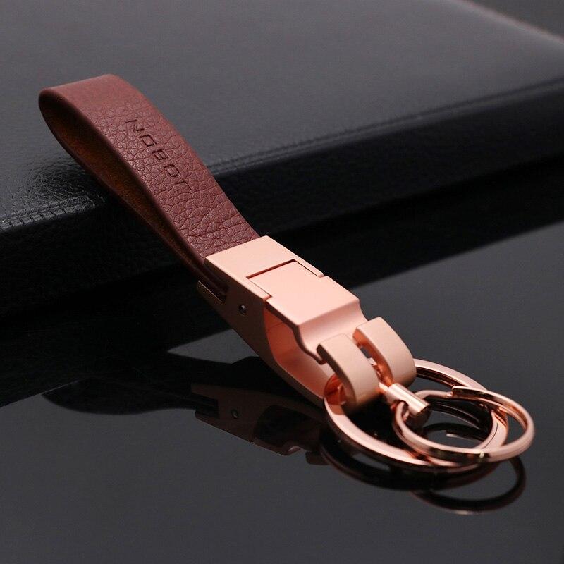 2 pièces Cuir Porte-clés de Voiture,Accessoire de Porte-clés de  Voiture,Cadeaux pour Homme Femme,Acier Inoxydable,Porte-clés en cuir