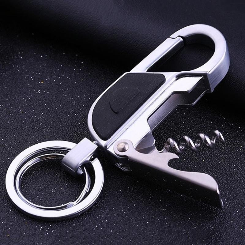 Porte clef multifonction,1pcs Hommes Porte-clés Voiture Mousqueton  Décapsuleur Metal Ouvre-Bouteille Noire. : : Mode