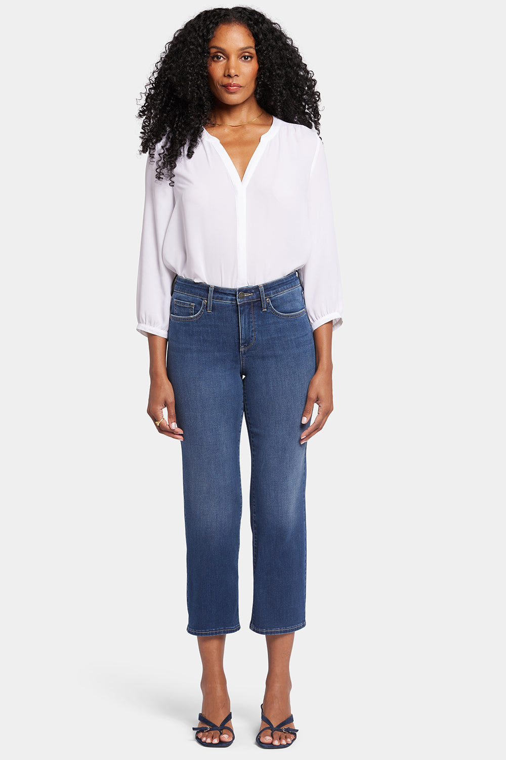 Chloe Capri Jeans In Petite With Cuffs - Mesmerize Blue