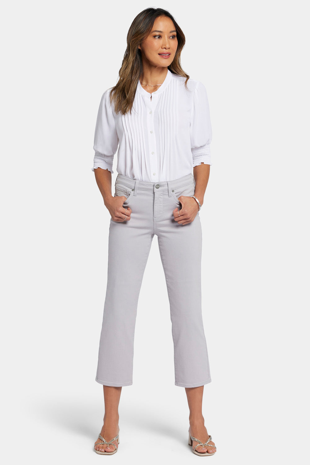 Joni Relaxed Capri Jeans With High Rise - Misty Tie Dye Grey | NYDJ