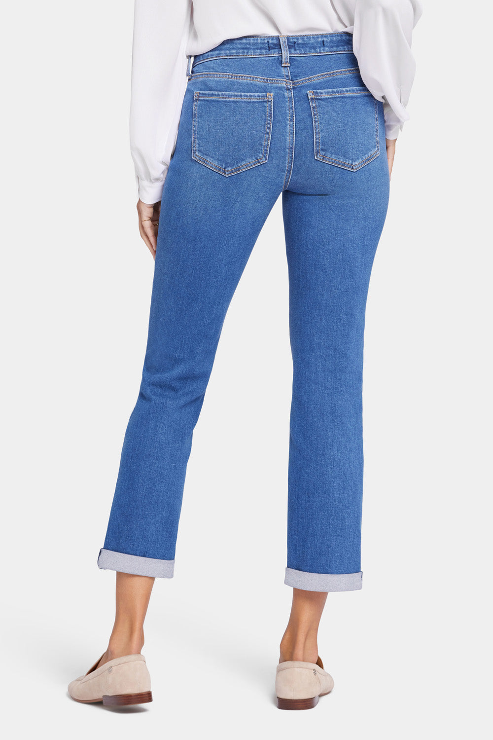 Sheri Slim Ankle Jeans With Roll Cuffs - Blue Island Blue