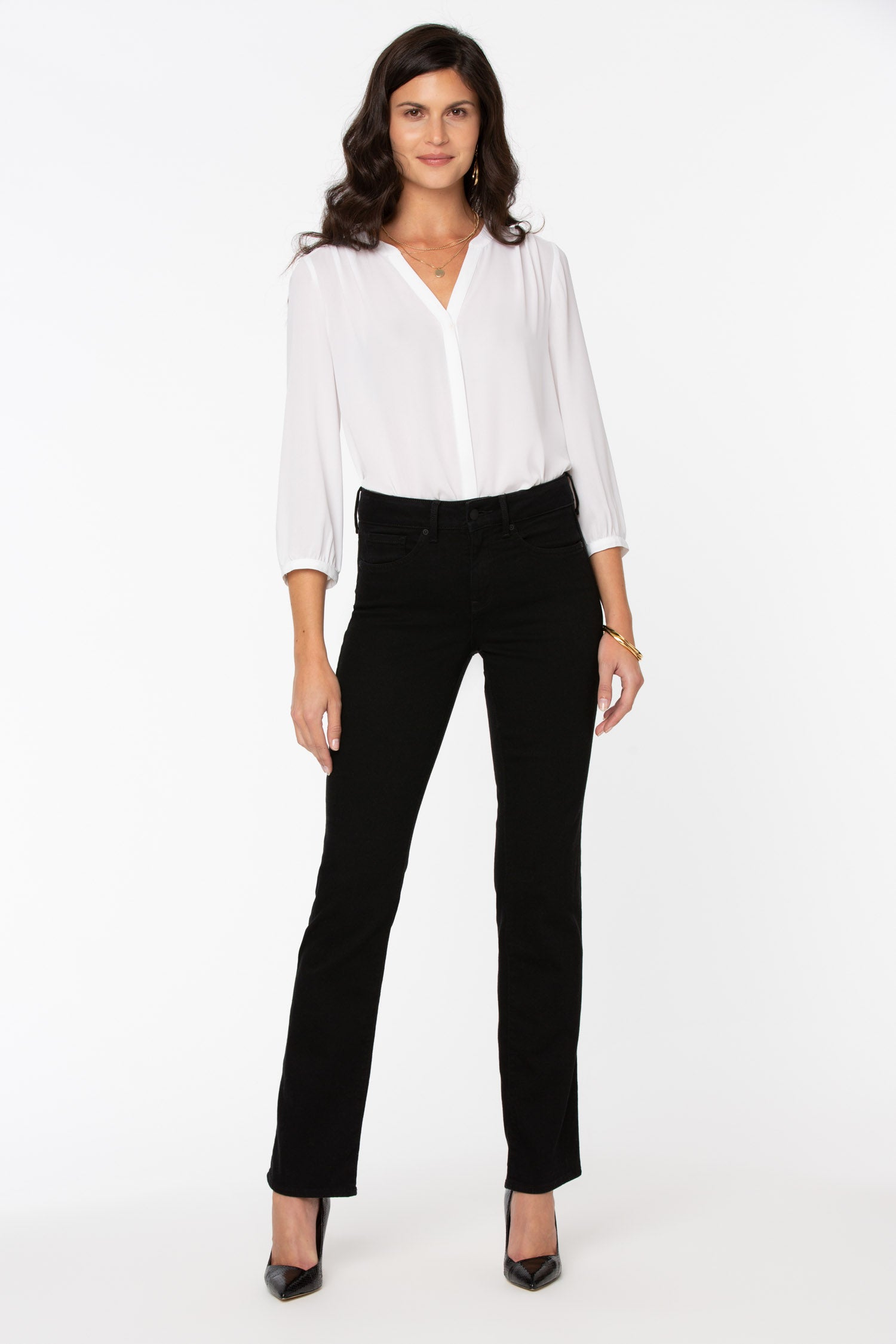 Slim Straight Leg Dress Pants for Tall Women in Black