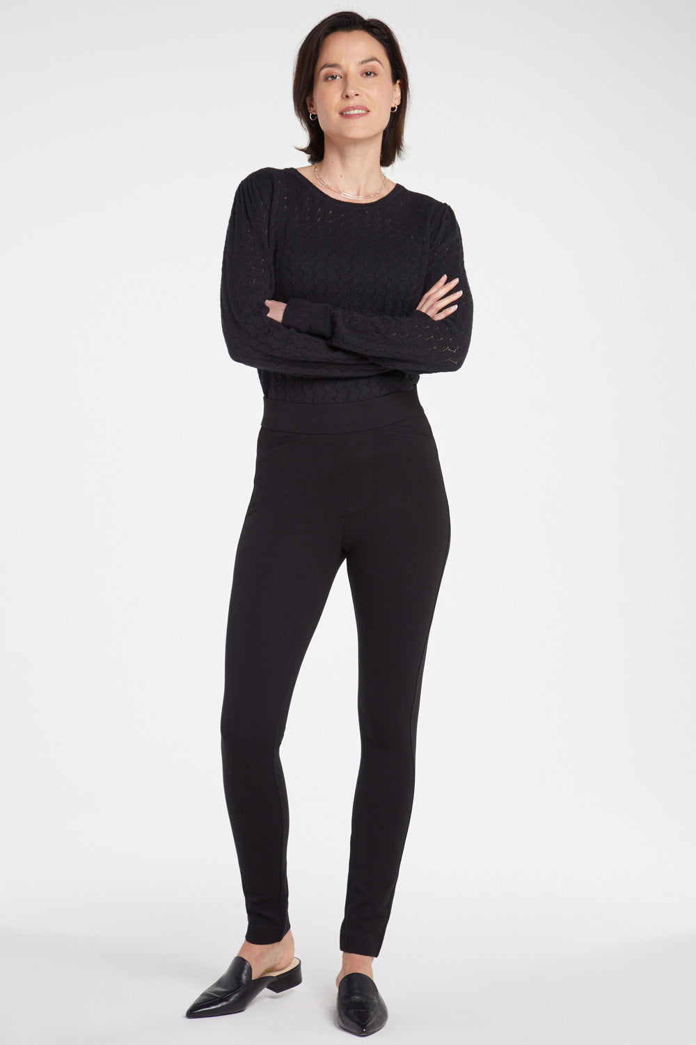 Slim Trouser Pants In Petite In Ponte Knit - Oxford Navy Blue