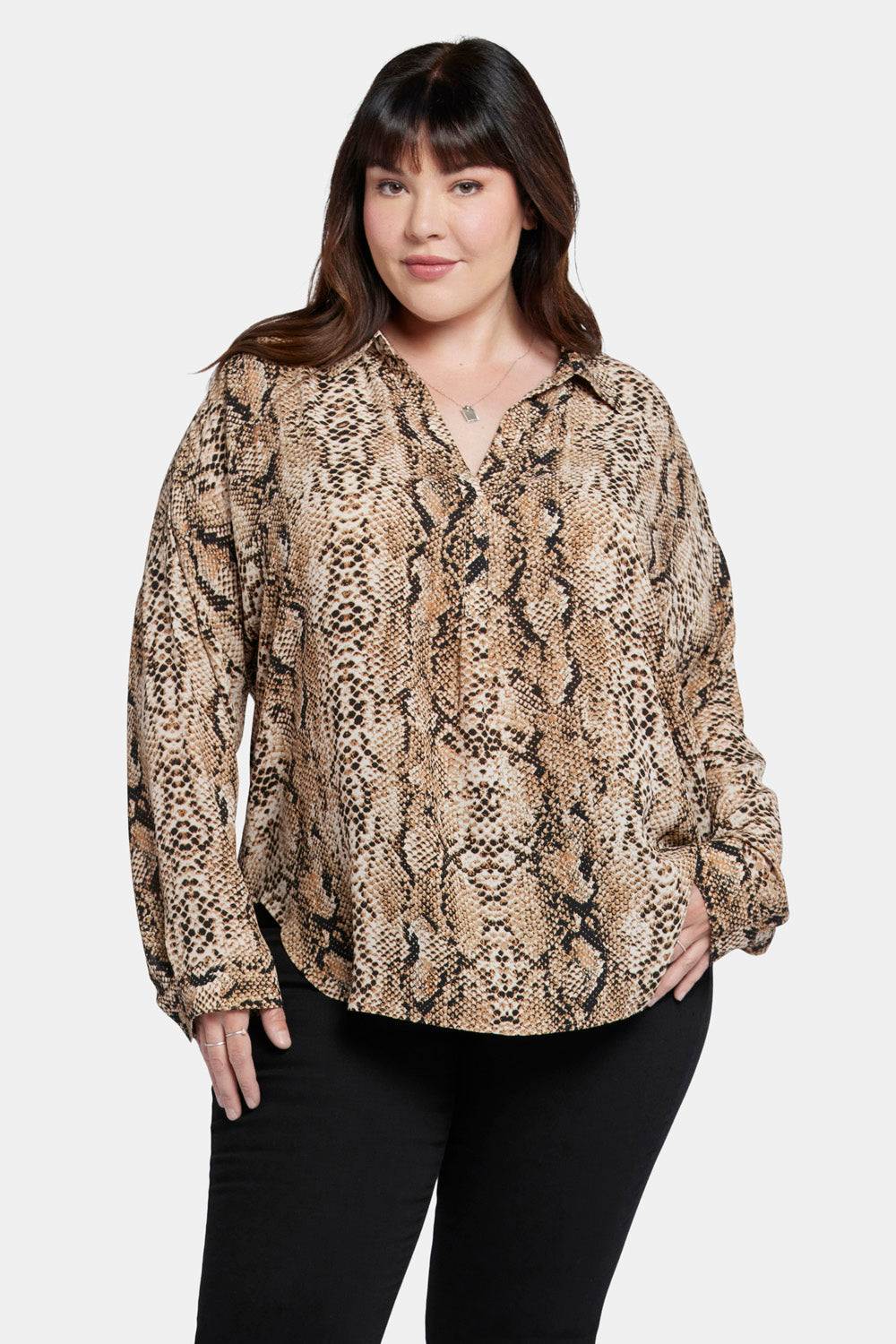 Pintuck Blouse In Plus Size - Helena Pink