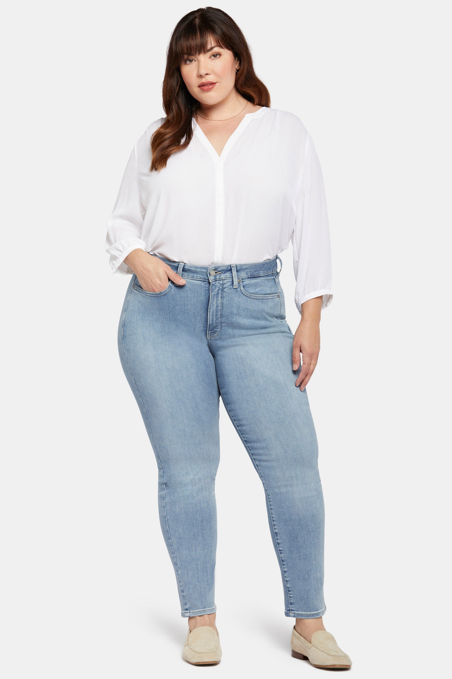 Sheri Slim Jeans In Plus Size With Silver Foil Coating - Sparkling
