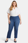 Women Bailey Relaxed Straight Ankle Pull on Jeans In Plus Size In Mission Blue, Size: 1x   Lyocell/d