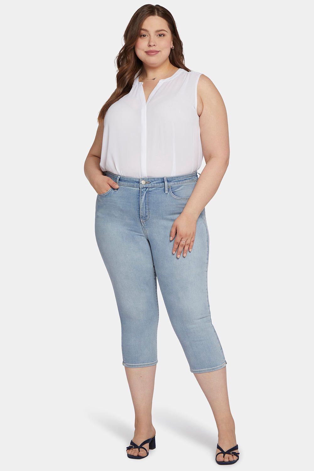 Plus Size Skinny Capris Jeans - Woman Female Stretch Knee - Length Den –  Deals DejaVu