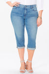 Women Marilyn Straight Crop Jeans In Plus Size In Pacific, Size: 14w   Polyester/denim