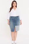 Women Midi Skirt In Plus Size In Clean Seline, Size: 14w   Denim