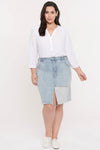 Women Midi Skirt In Plus Size In Destructed Radiance Base, Size: 14w   Denim