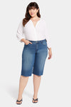 Women Kristie 80s Bermuda Denim Shorts In Plus Size In Windfall, Size: 14w   Polyester/cotton/denim