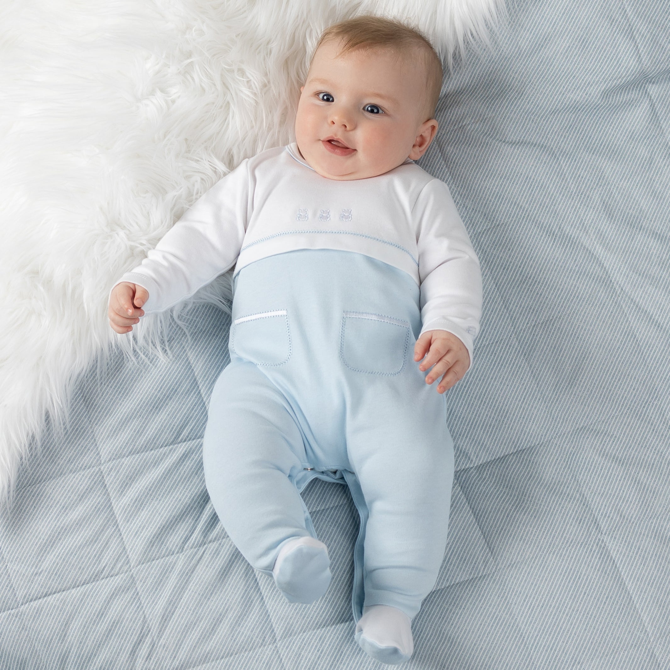 Clark Blue Boys Babygrow - New Baby Boy Clothes | Emile et Rose