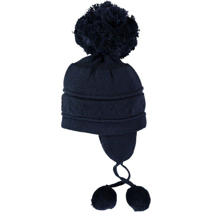 Griffin Navy Baby Bobble Hat With Ear Flaps Baby Hat Emile Et Rose
