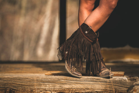 Brown fringed boots