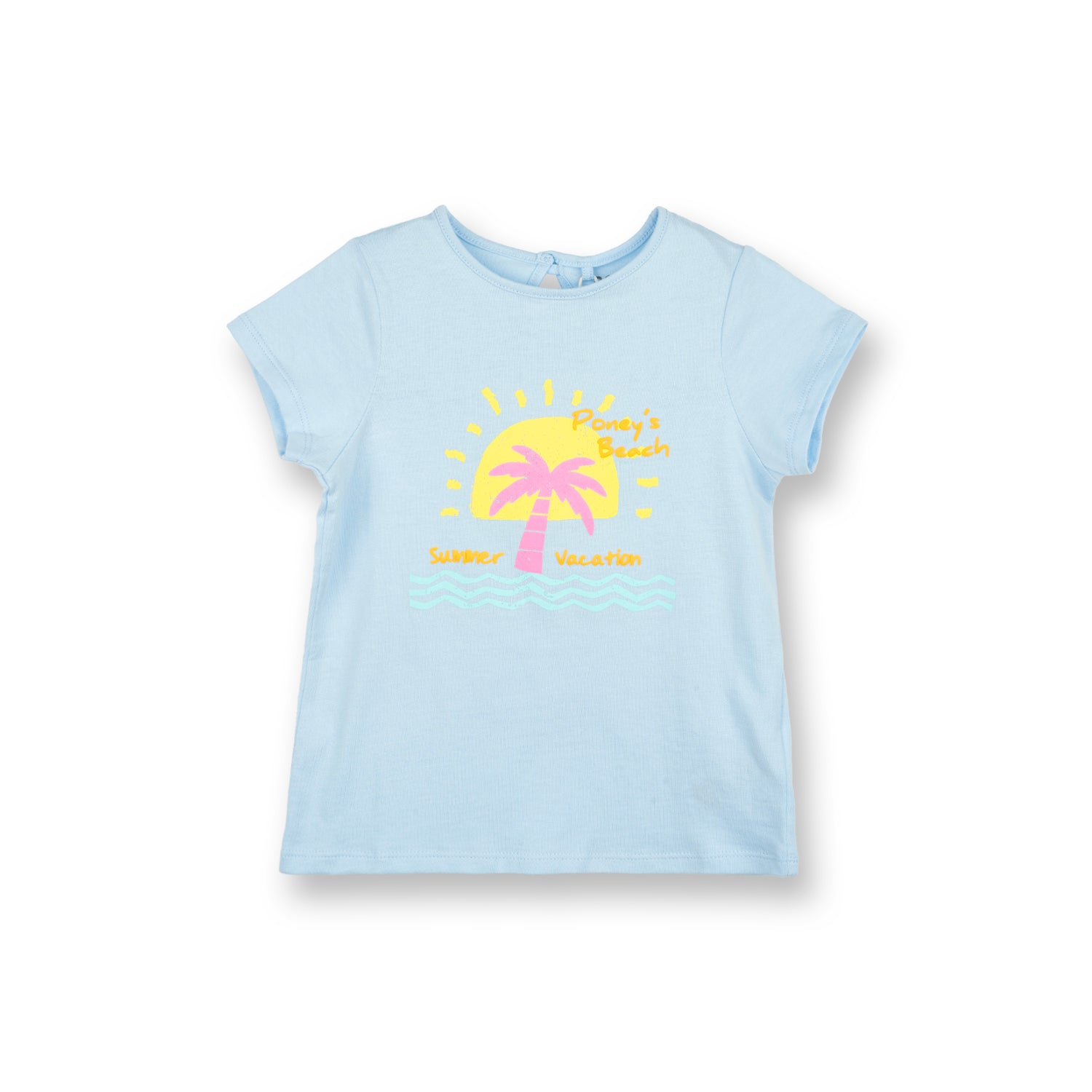 Image of Poney Girls Light Blue Summer Poney's Beach Short Sleeve Tee