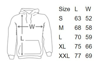 SHOALO hoody hoodie size chart