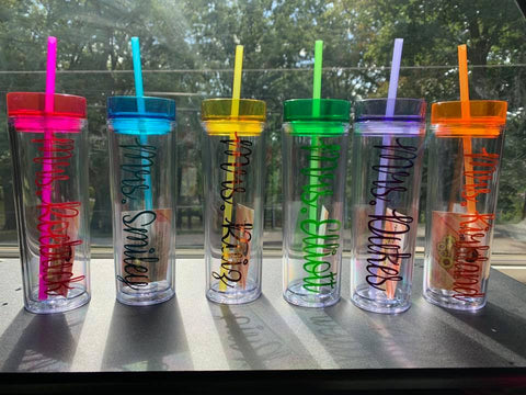 Personalized Name on Clear Acrylic Tumbler with Straw